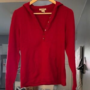 Vertical Design 2 ply Red V-Neck Cashmere Sweater